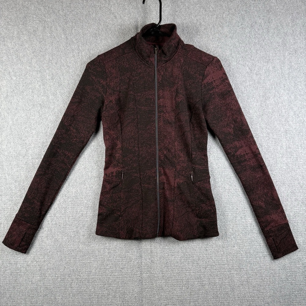 Athleta Jacket Womens XXS Red Shanti Jacquard Full Zip Athletic Running Gym Yoga